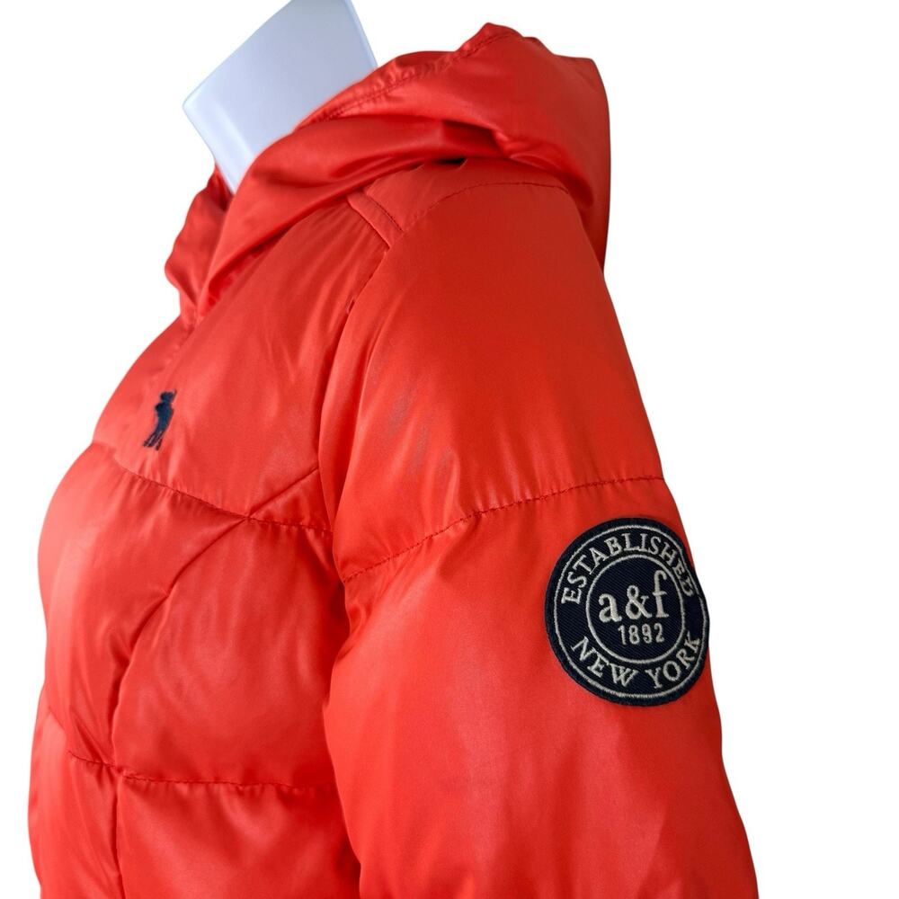 Abercrombie & Fitch Jacket Kids Extra Large Orange Down Puffer Coat Y2K Bomber - Picture 5 of 11